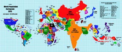 Population-proportional world map