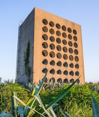 the Beishan Broadcast Wall, built in 1967, a three-story concrete structure with 48 loudspeakers built into it.