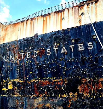 rusting bow of the SS United States