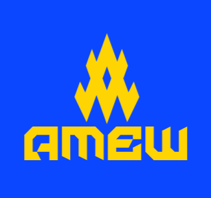 yellow logo on a blue field