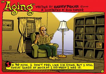 Aging by Harvey Pekar old guy reading a newspaper