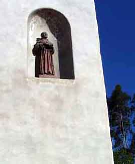 Saint in a niche at Mission San Gabriel